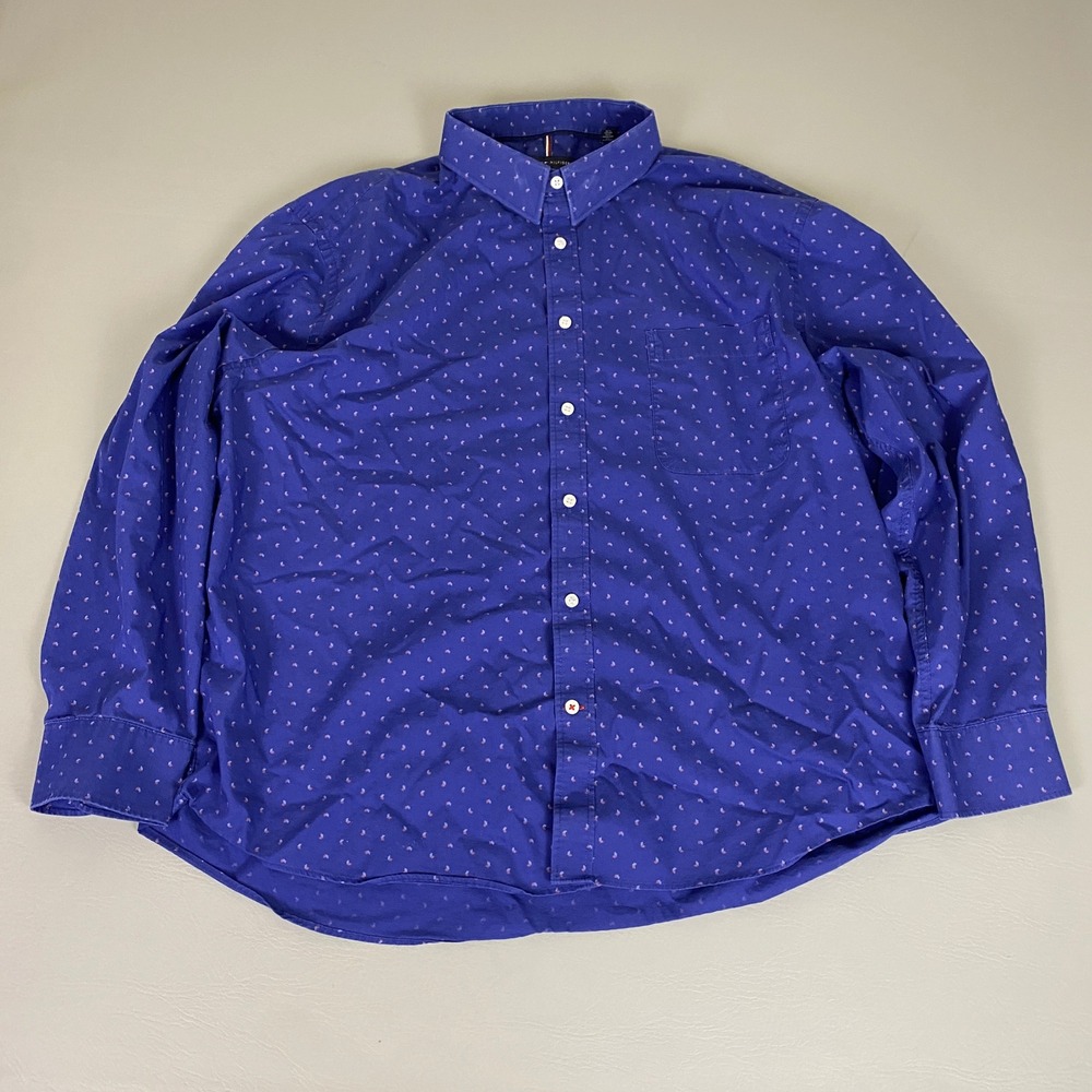Tommy Hilfiger Button Down Shirt Men's 2XL Blue All Season Stretch Regular Fit